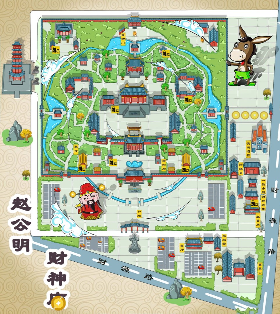 永新寺庙类手绘地图